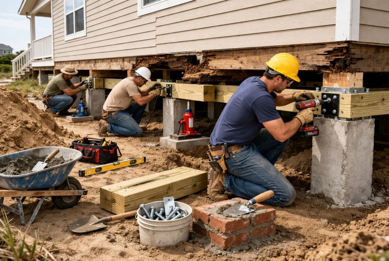 Our team working on Foundation Repair projects in Williamsburg, VA