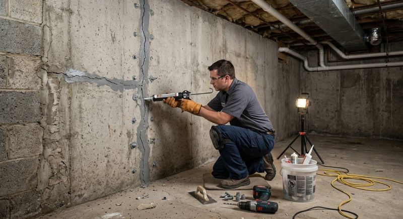 Basement Crack Repair in Williamsburg, VA