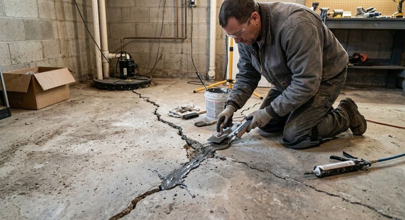Cracked Basement Floor Repair in Williamsburg, VA